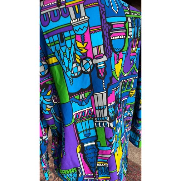 Vintage 70s vibrant bold novelty buildings print blouse - Picture 7 of 7